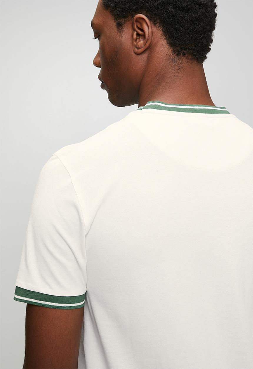 POLO - Mens sport short sleeve contrast rib tee - White