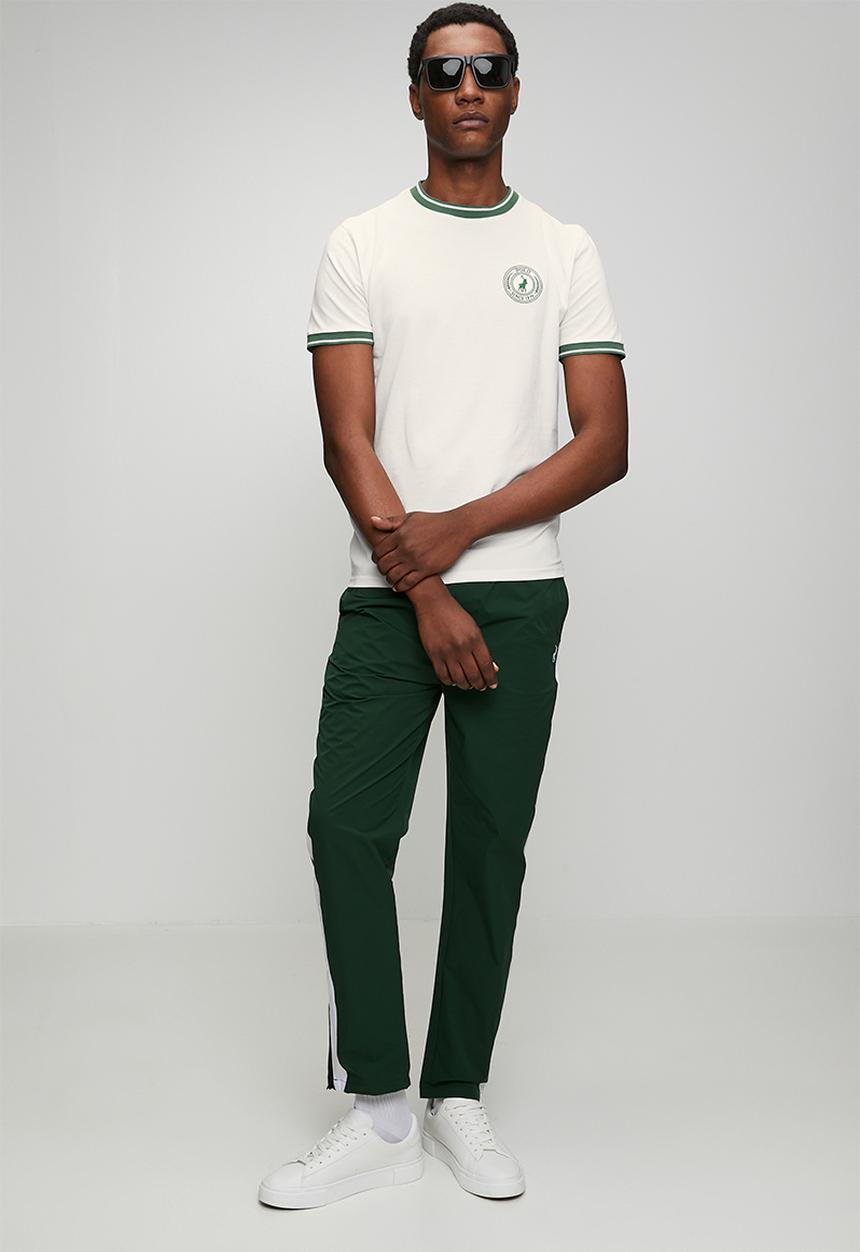 POLO - Mens sport short sleeve contrast rib tee - White