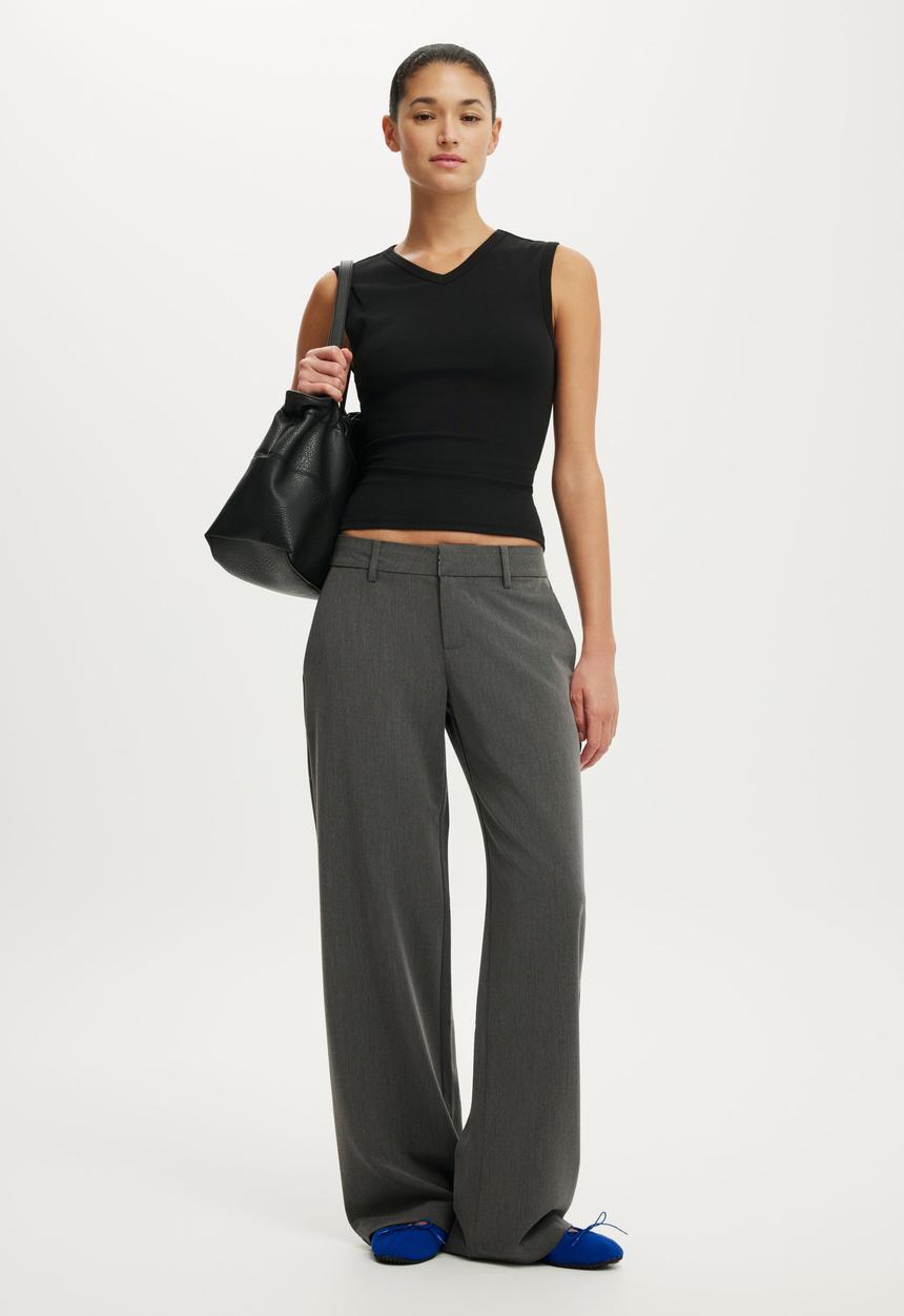 Cotton On - Saskia Suiting Pant - Charcoal Marle