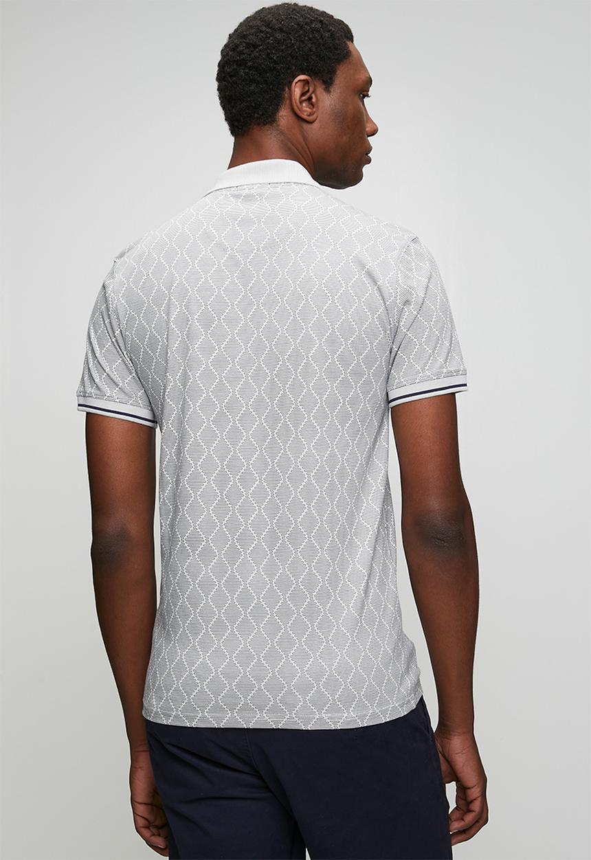 POLO - Mens geometric pima printed short sleeve golfer - grey