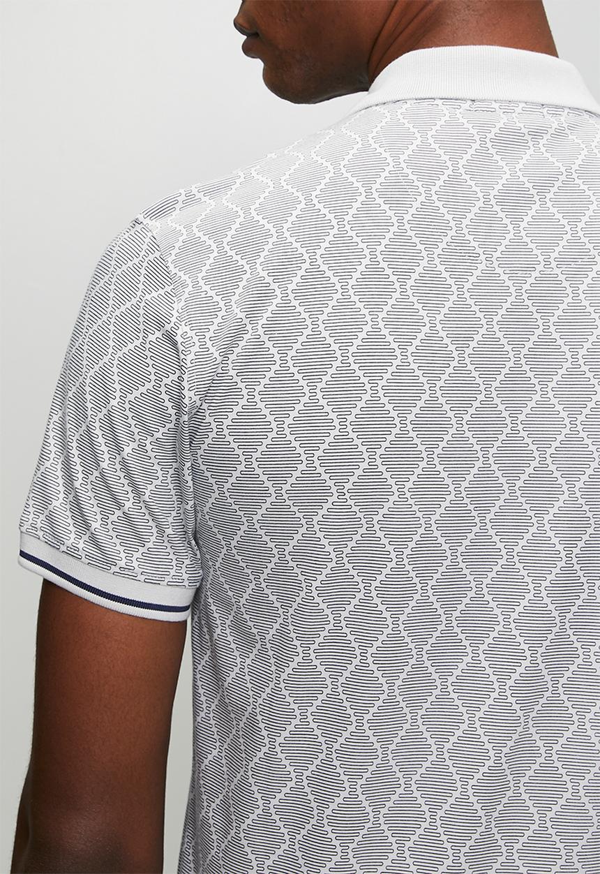 POLO - Mens geometric pima printed short sleeve golfer - grey