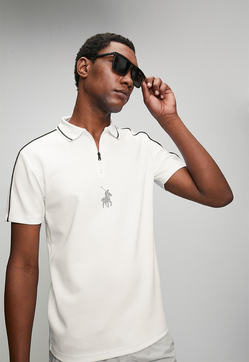 POLO - Mens sport short sleeve golfer - White