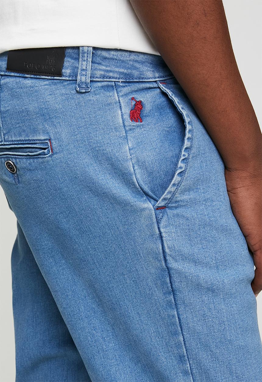 POLO - Mens slim original fit ¼ slant denim - blue