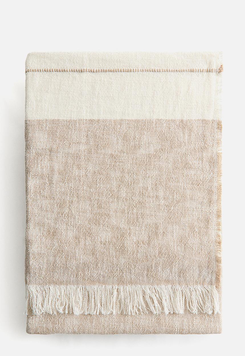 H&M - Linen-blend blanket - beige/cream