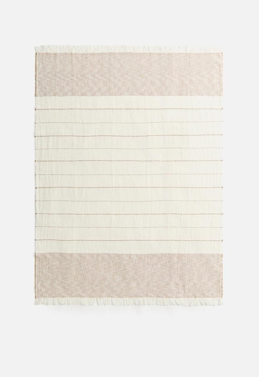 H&M - Linen-blend blanket - beige/cream