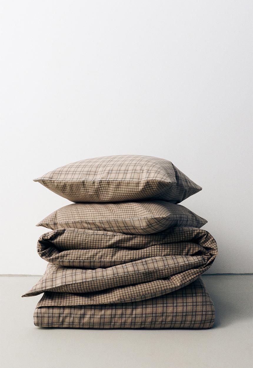 H&M - Flannel double/king duvet cover set - light mole/checked