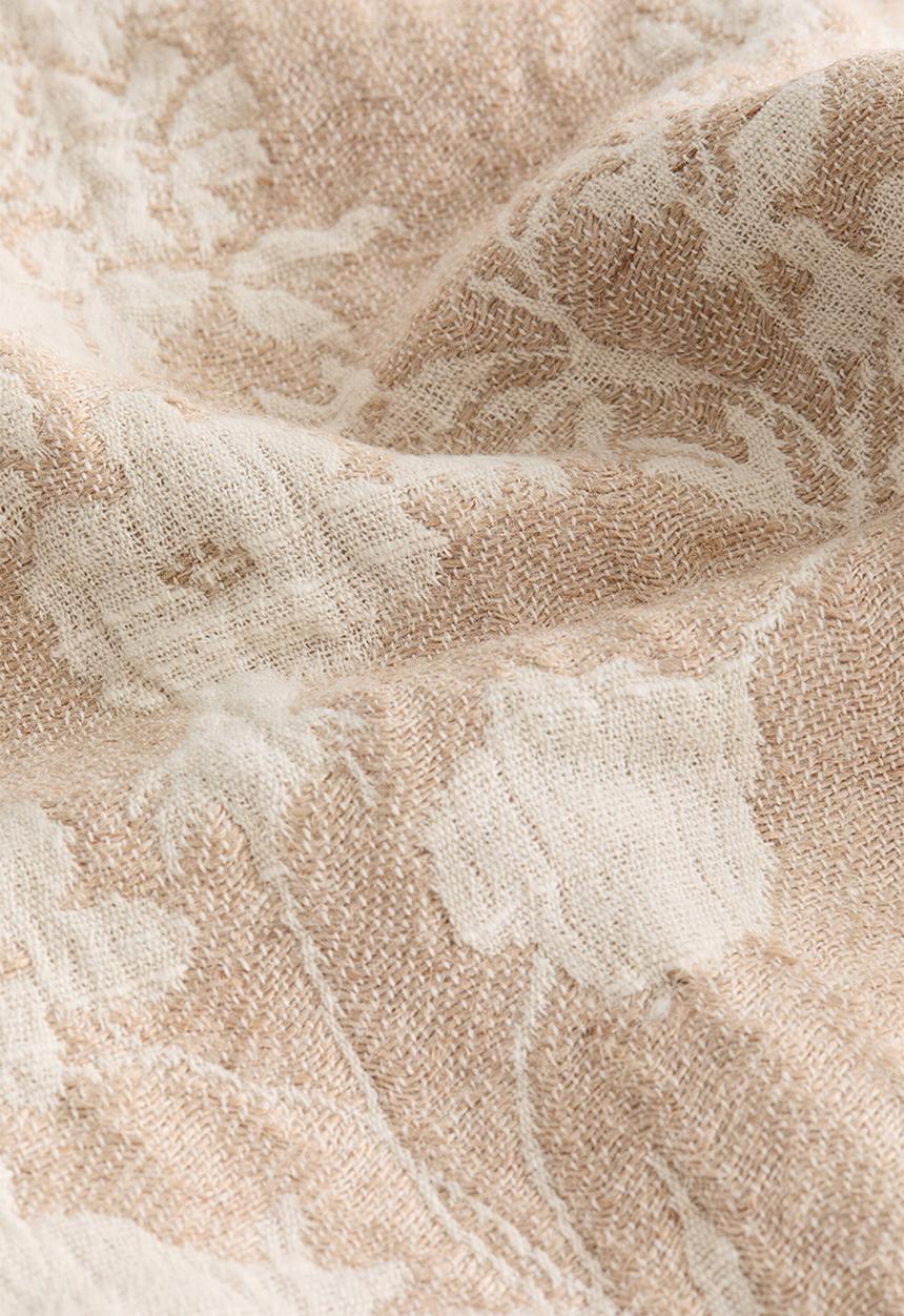 H&M - Jacquard-weave cushion cover - light beige/floral