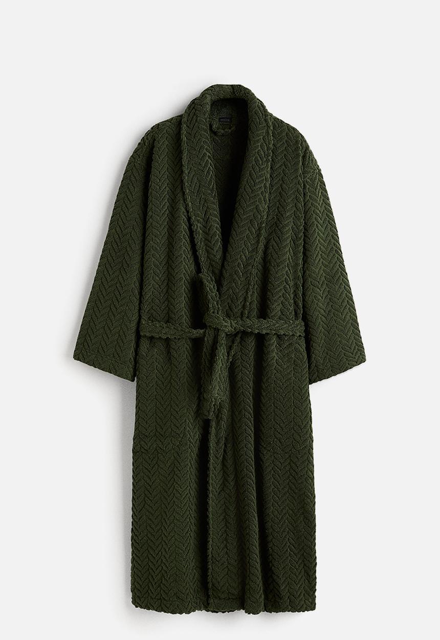 H&M - Textured dressing gown - dark green