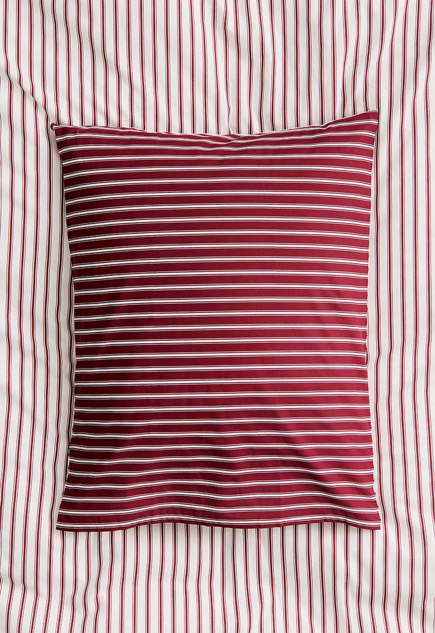 H&M - Striped cotton double/king duvet cover set - dark red/striped