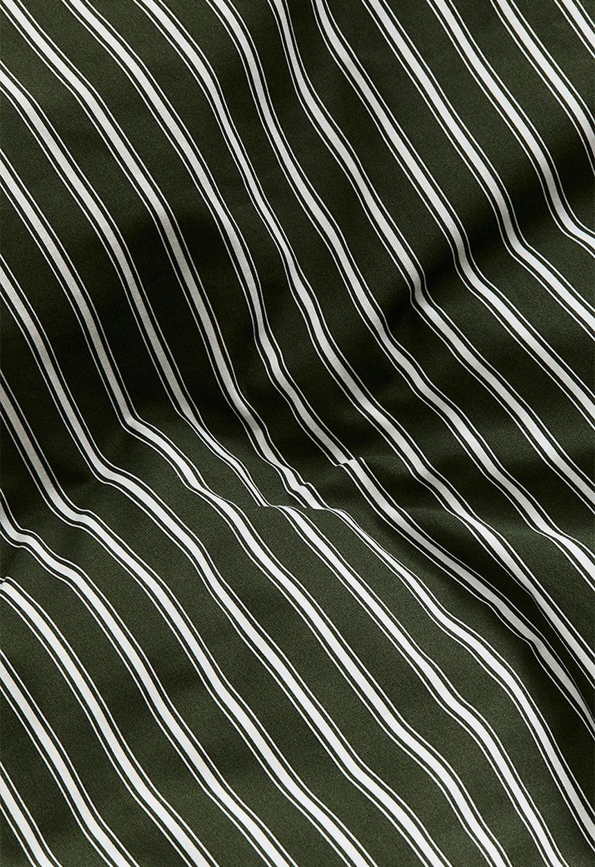 H&M - Striped cotton double/king duvet cover set - dark green/striped