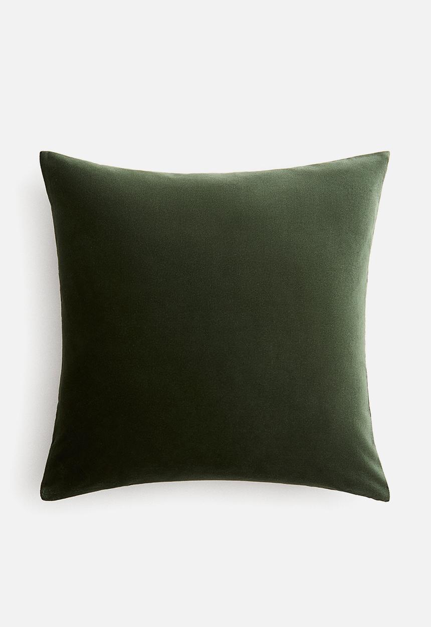 H&M - Cotton velvet cushion cover - dark green