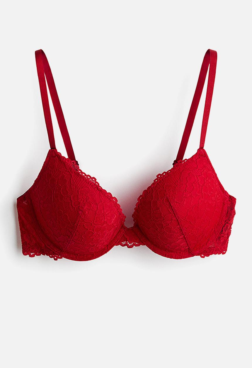 H&M - Lace push-up bra - red