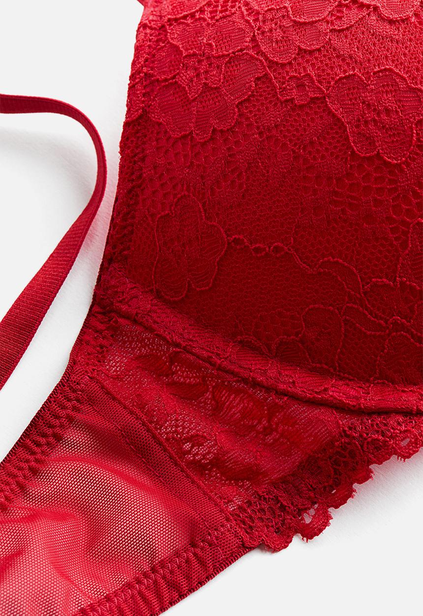 H&M - Lace push-up bra - red