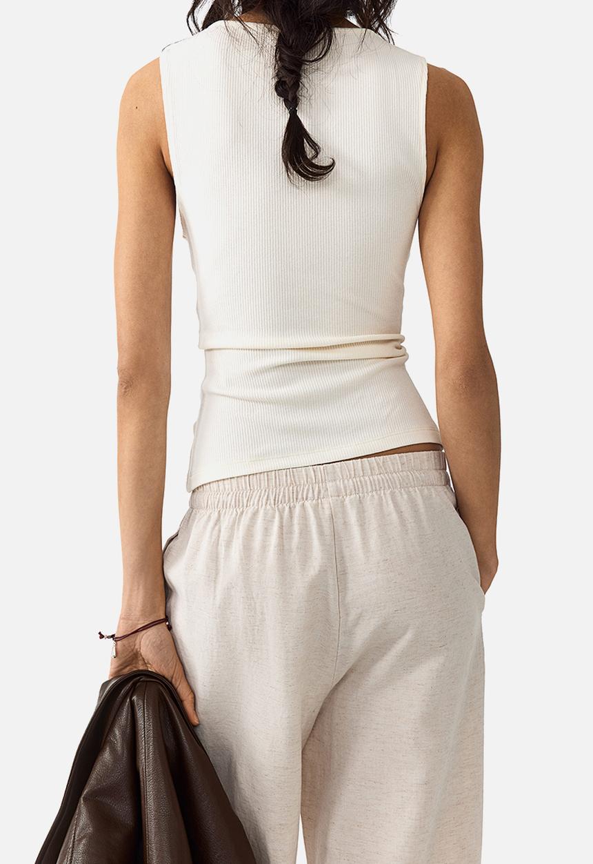 H&M - Linen-blend trousers - light beige