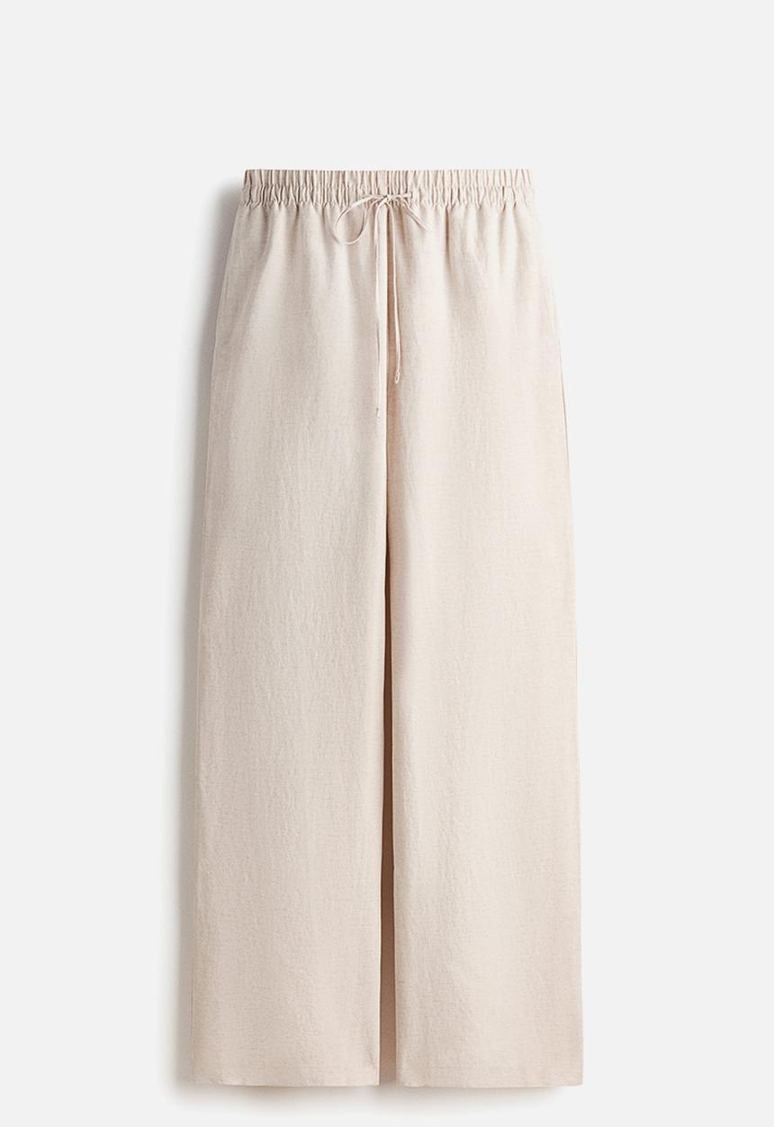 H&M - Linen-blend trousers - light beige