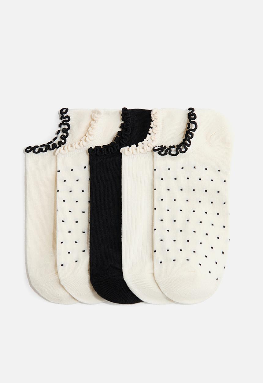 H&M - 5-Pack shaftless socks - cream/black