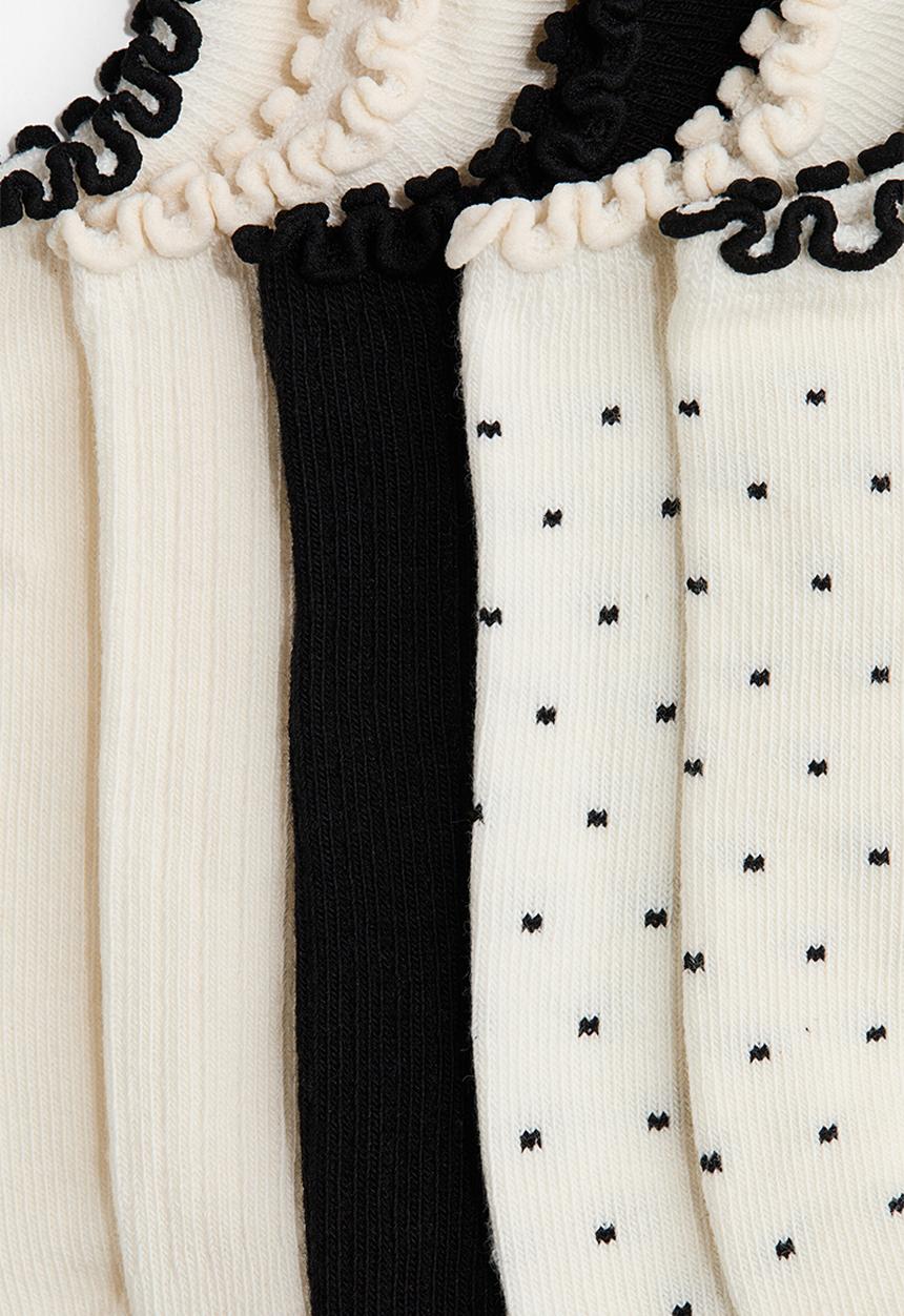 H&M - 5-Pack shaftless socks - cream/black