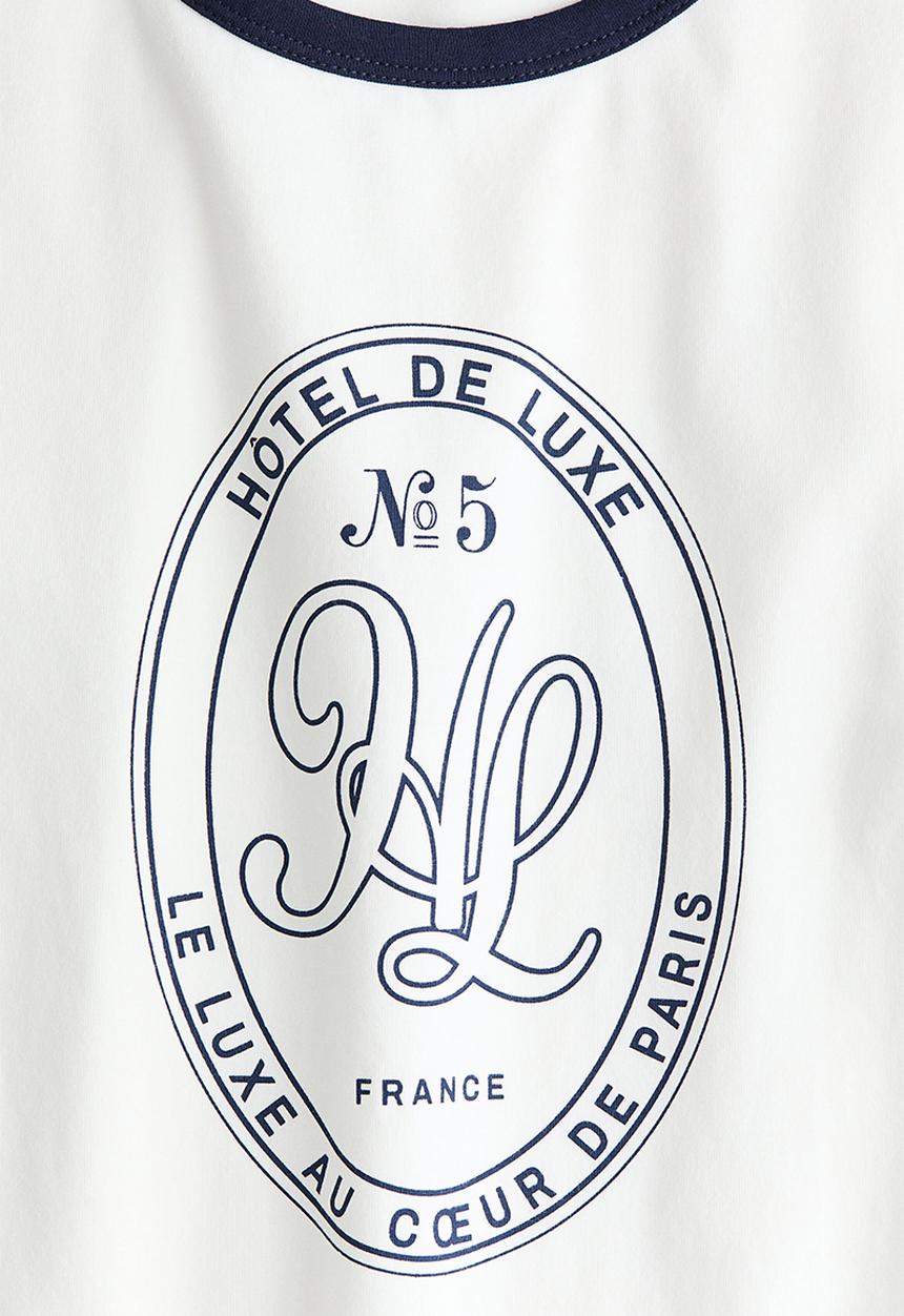 H&M - Fitted cotton t-shirt - cream/hl
