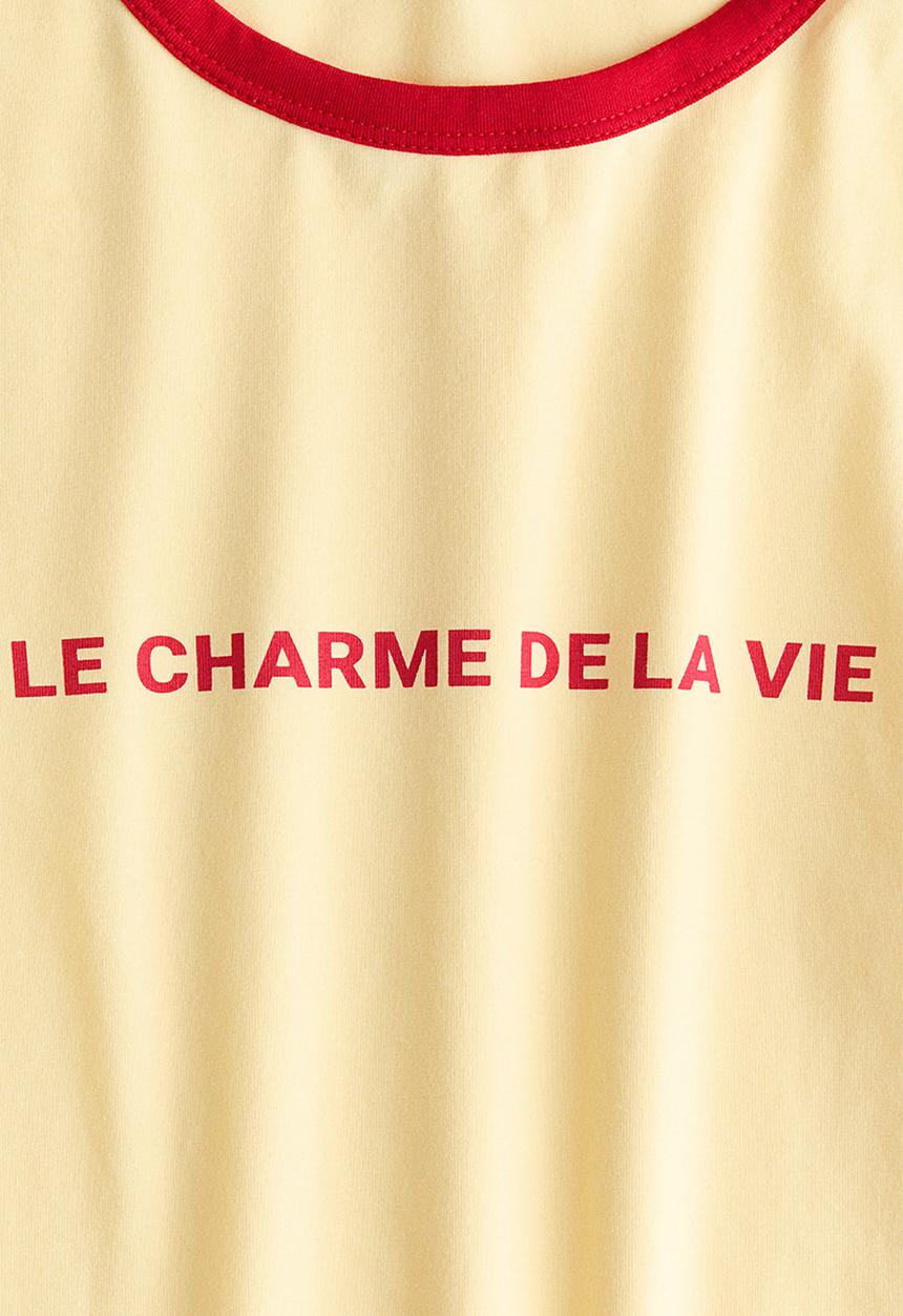 H&M - Fitted cotton t-shirt - light yellow/le charme
