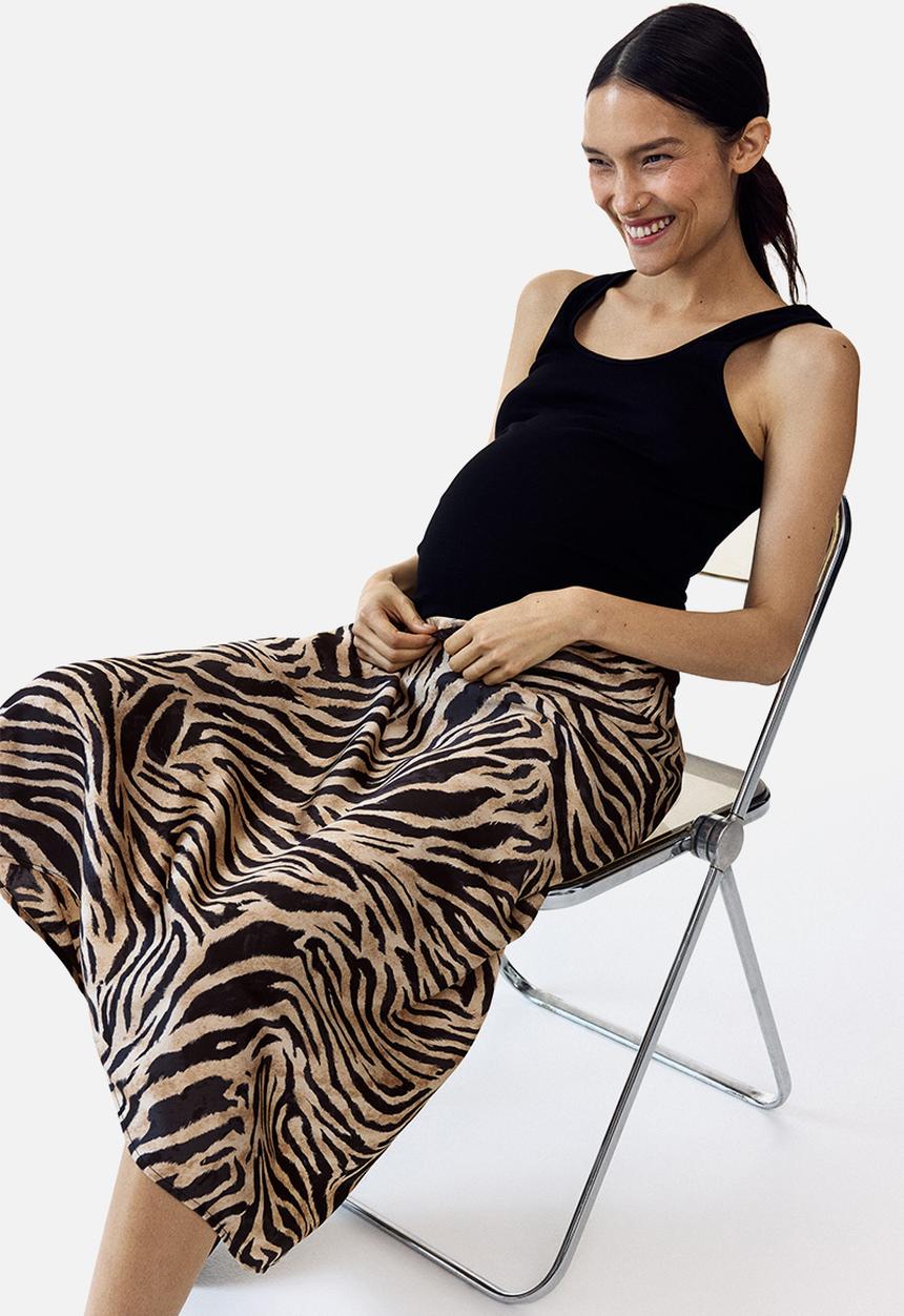 H&M - Mama midi skirt - beige/zebra print
