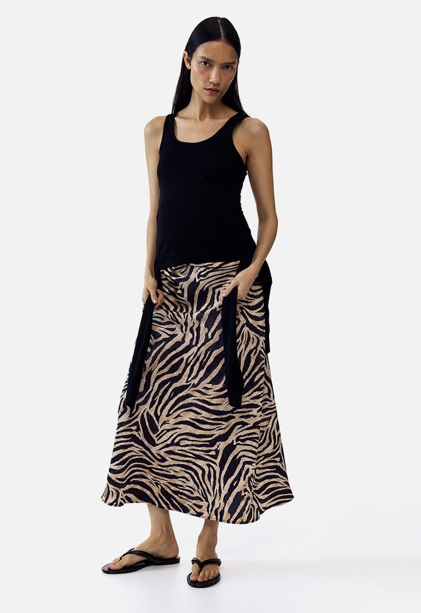 H&M - Mama midi skirt - beige/zebra print