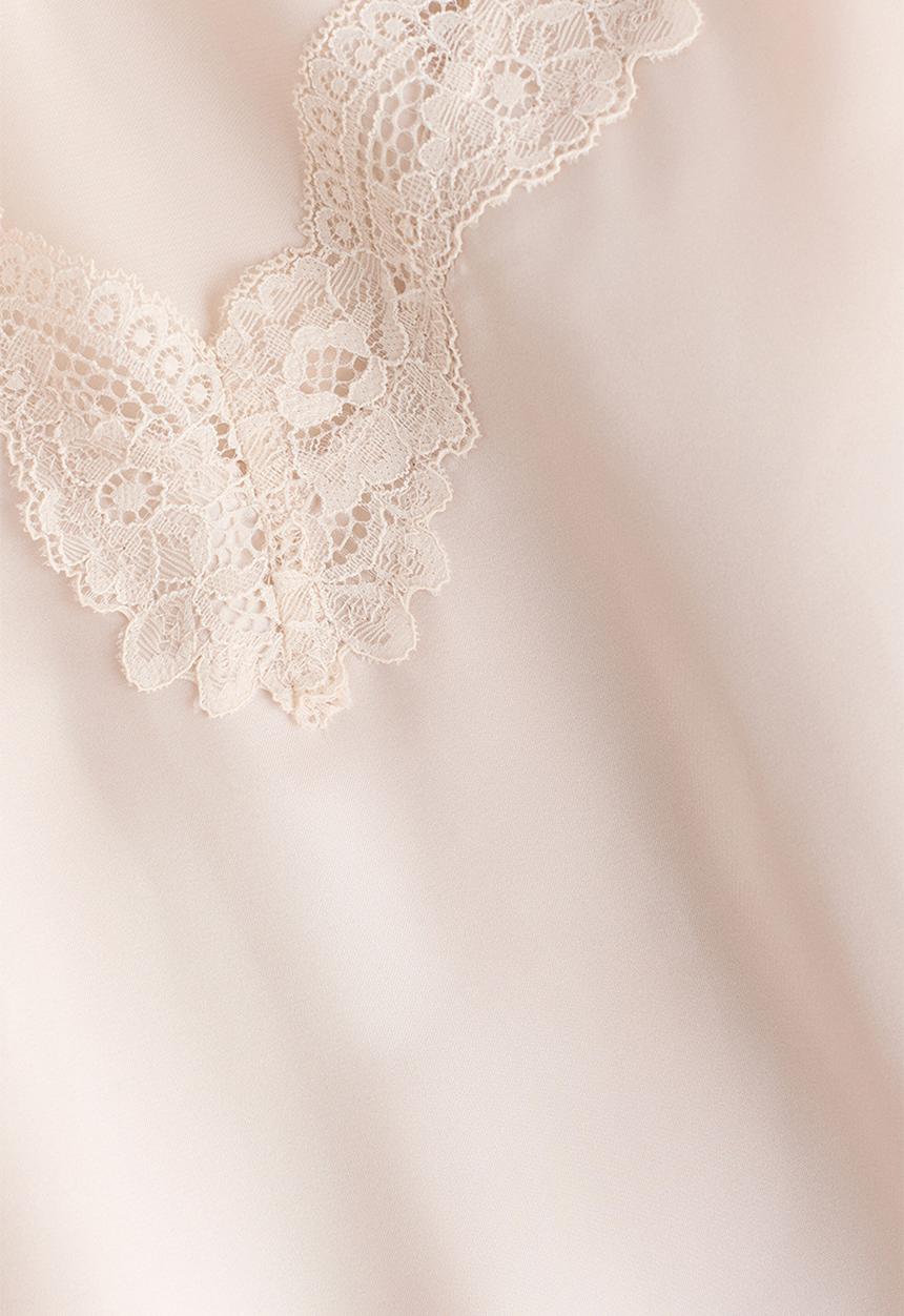 H&M - Lace-trimmed satin nightslip - light beige