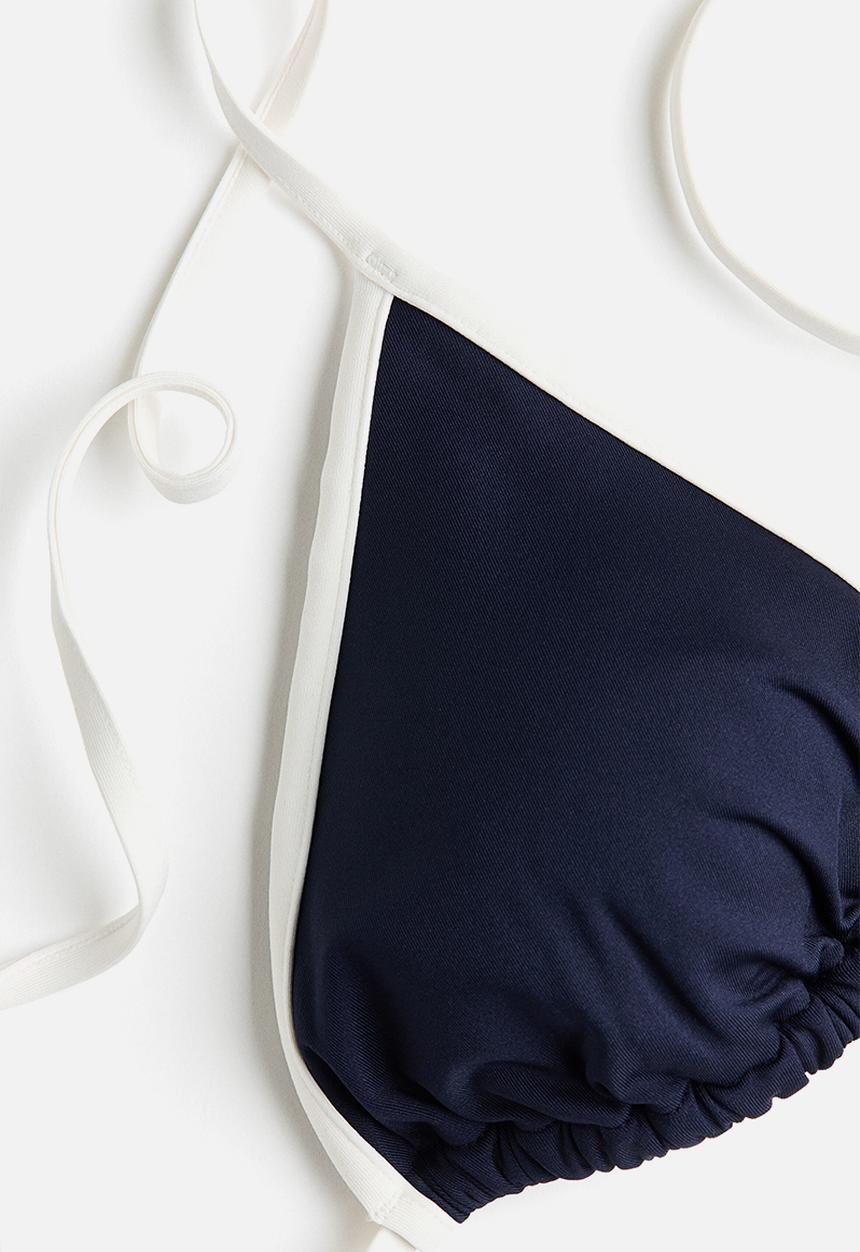 H&M - Padded triangle bikini top - navy blue