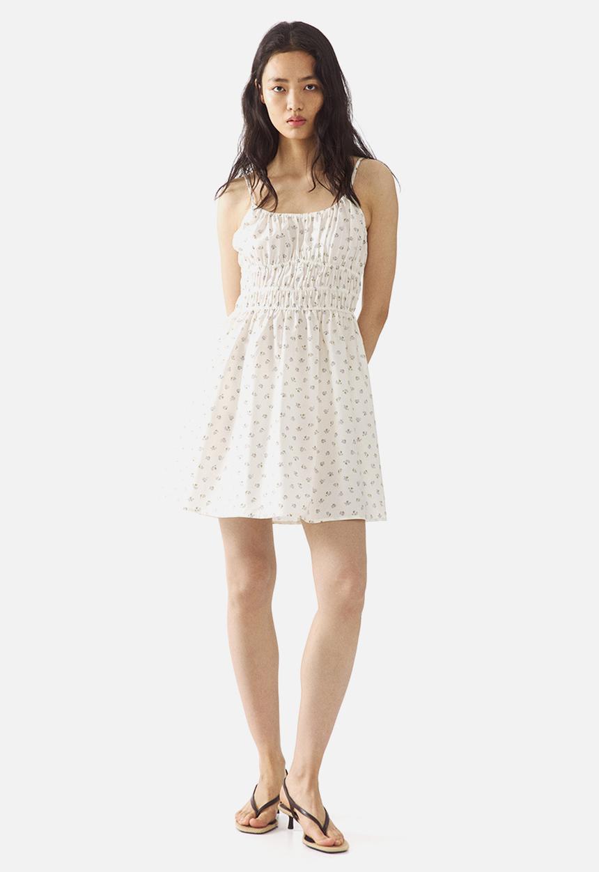 H&M - Tie-strap cotton dress - cream/floral