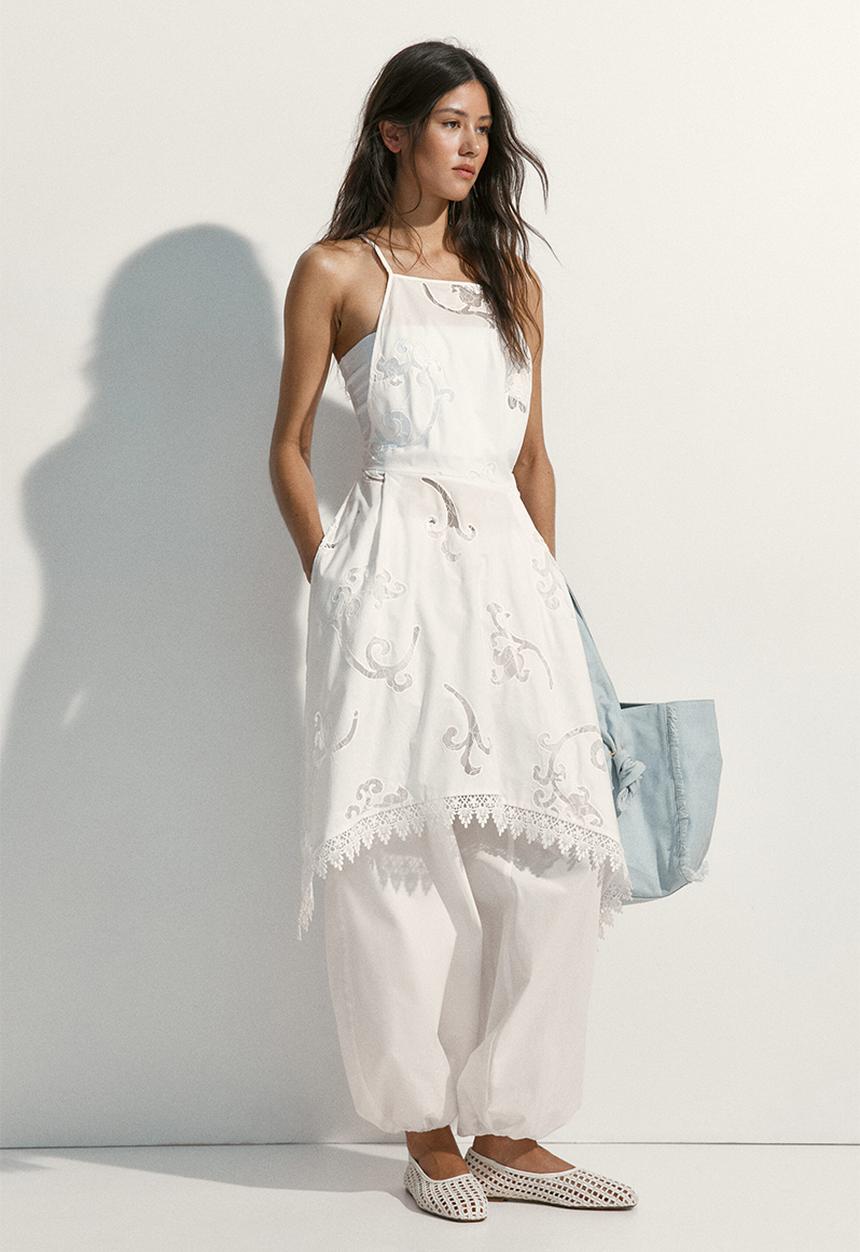 H&M - Cotton balloon trousers - ivory