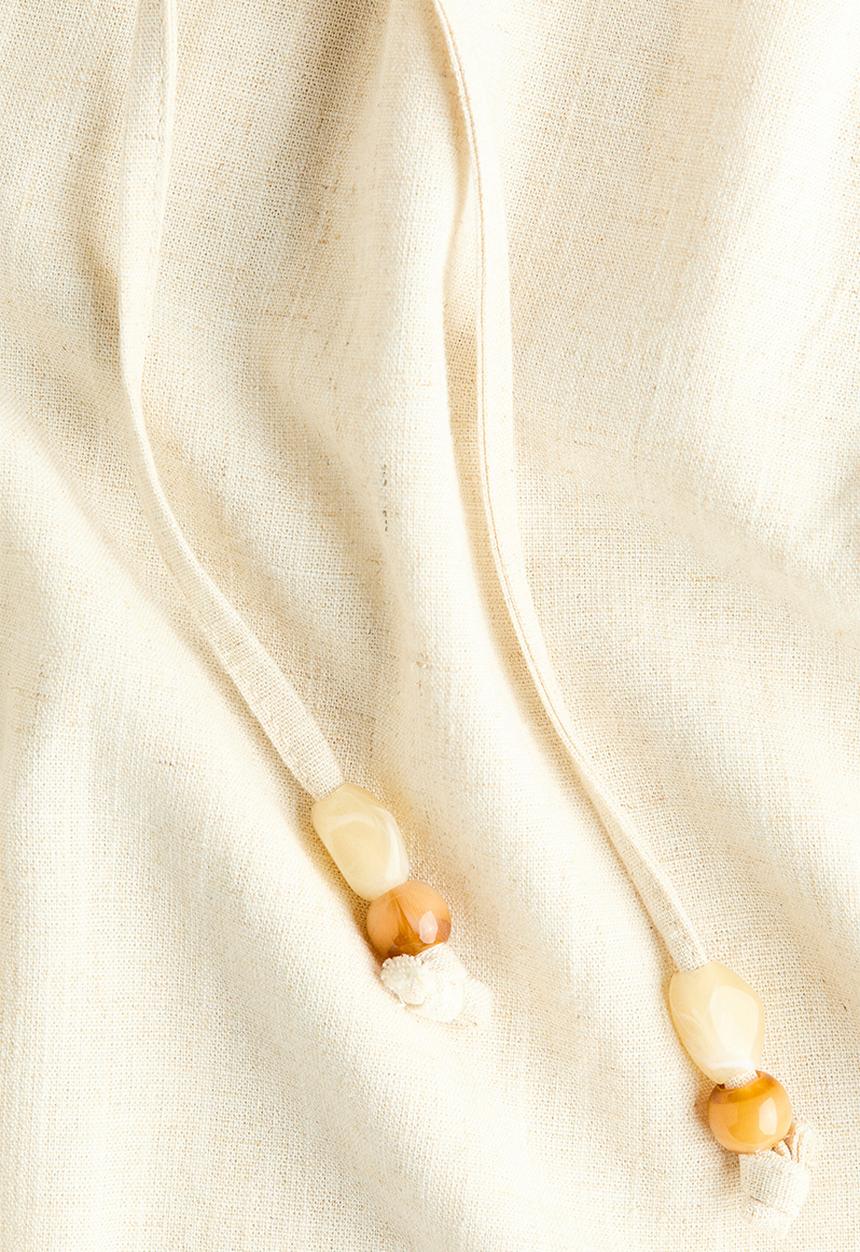 H&M - Linen-blend drawstring trousers - light beige