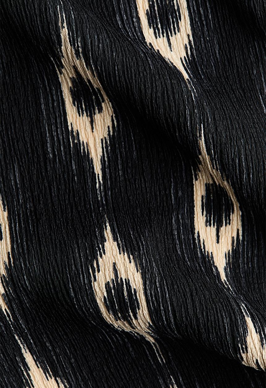 H&M - Wide gathered-waist trousers - black/patterned