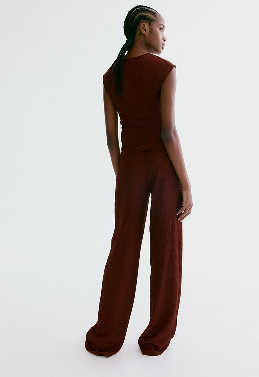 H&M - Textured jersey trousers - rust brown