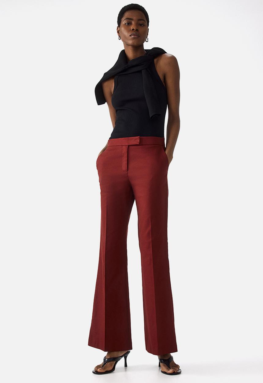 H&M - Linen-blend tailored trousers - dark red