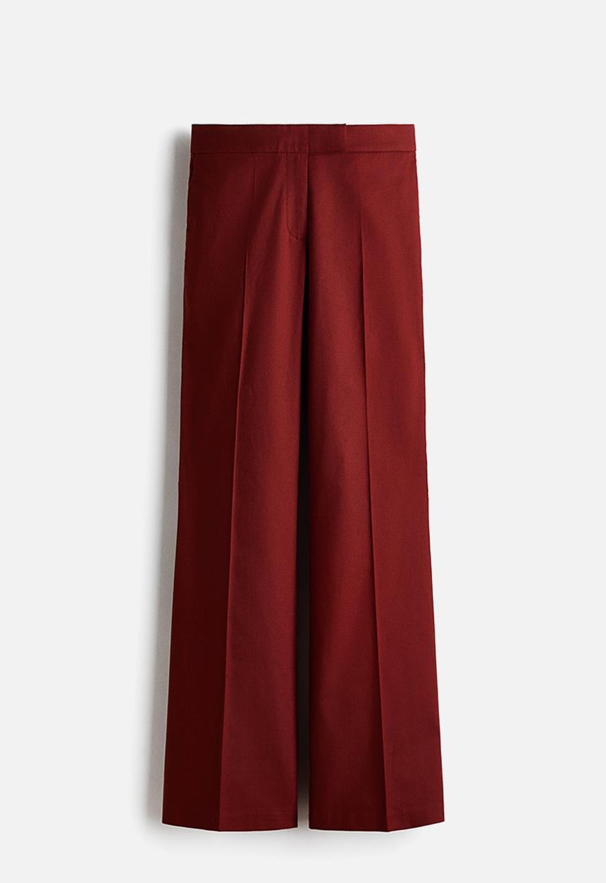 H&M - Linen-blend tailored trousers - dark red