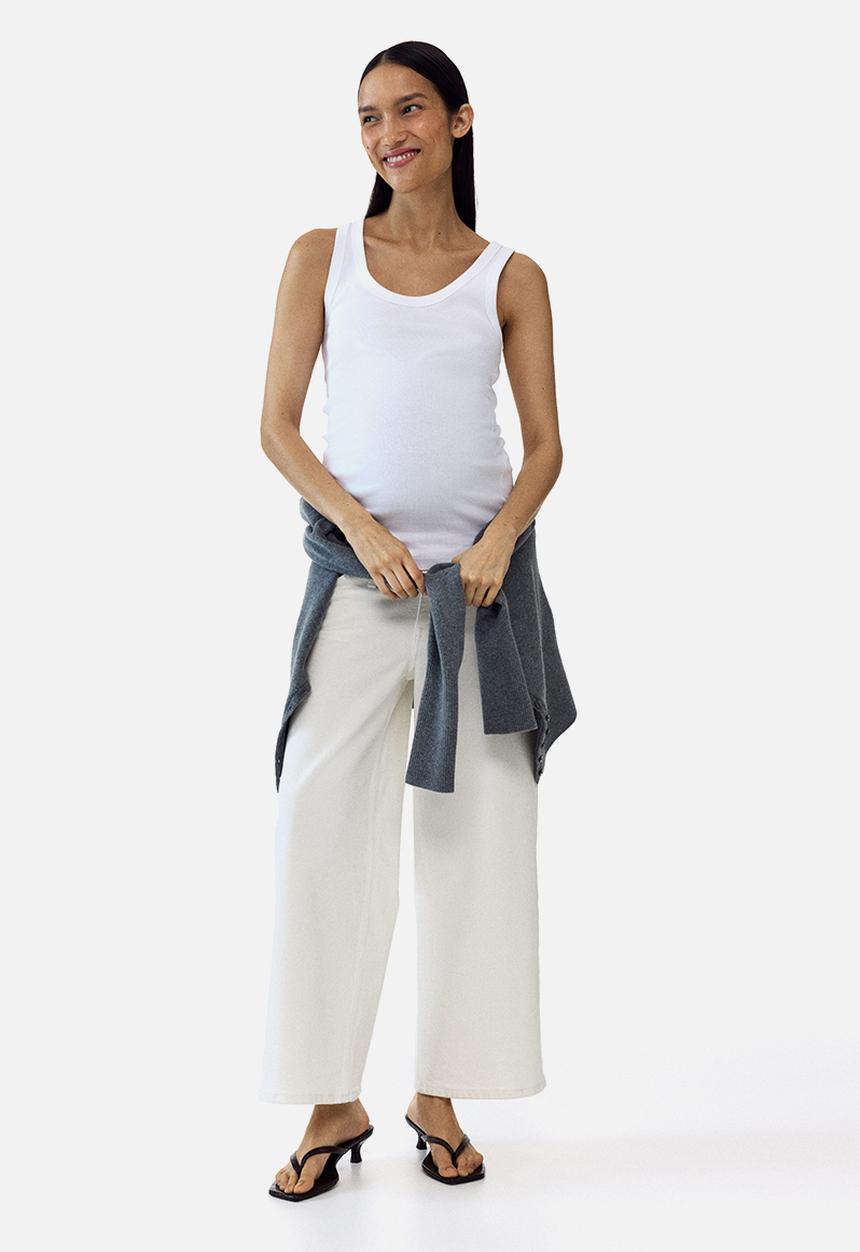 H&M - Mama wide low waist ankle jeans - white