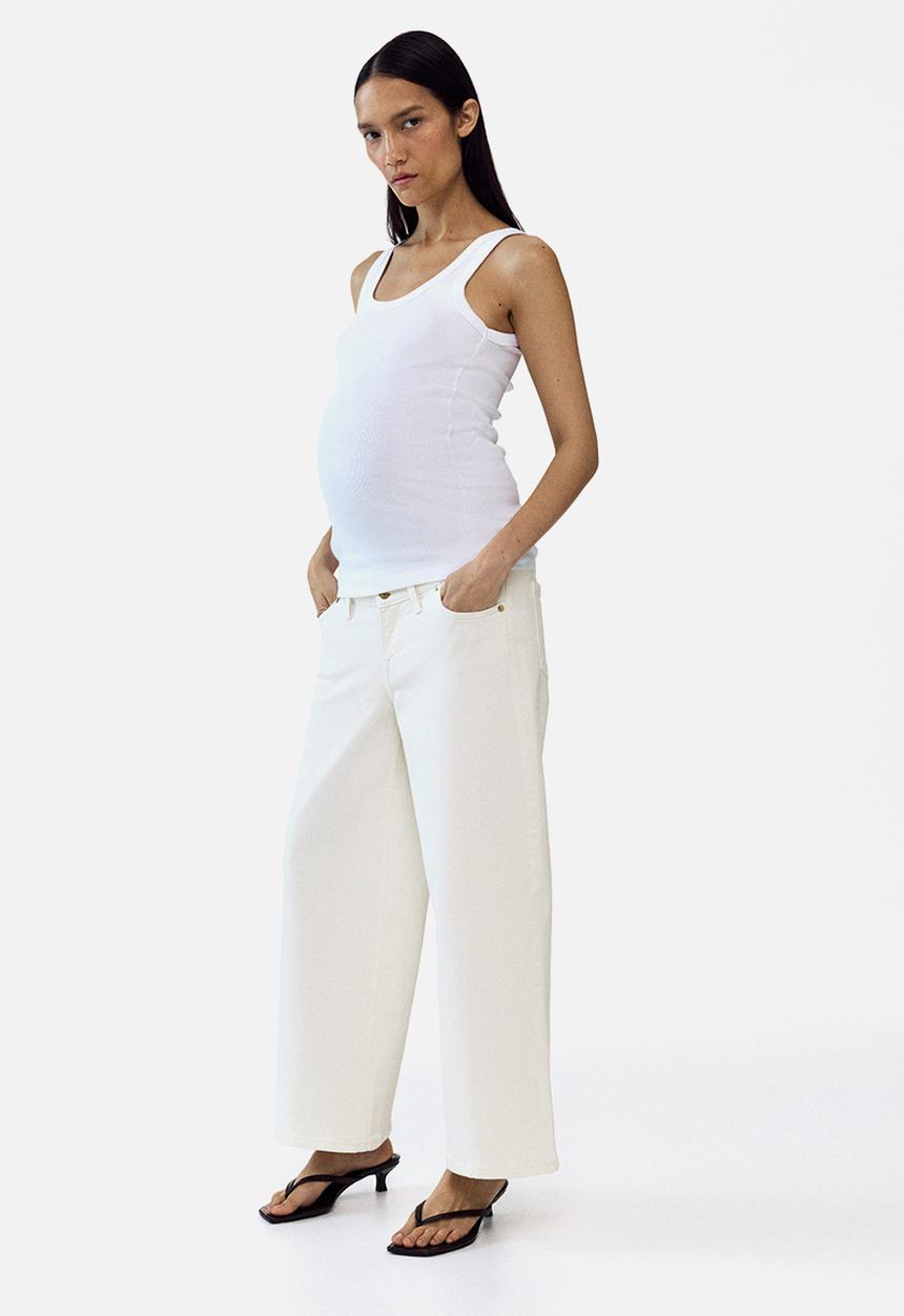 H&M - Mama wide low waist ankle jeans - white