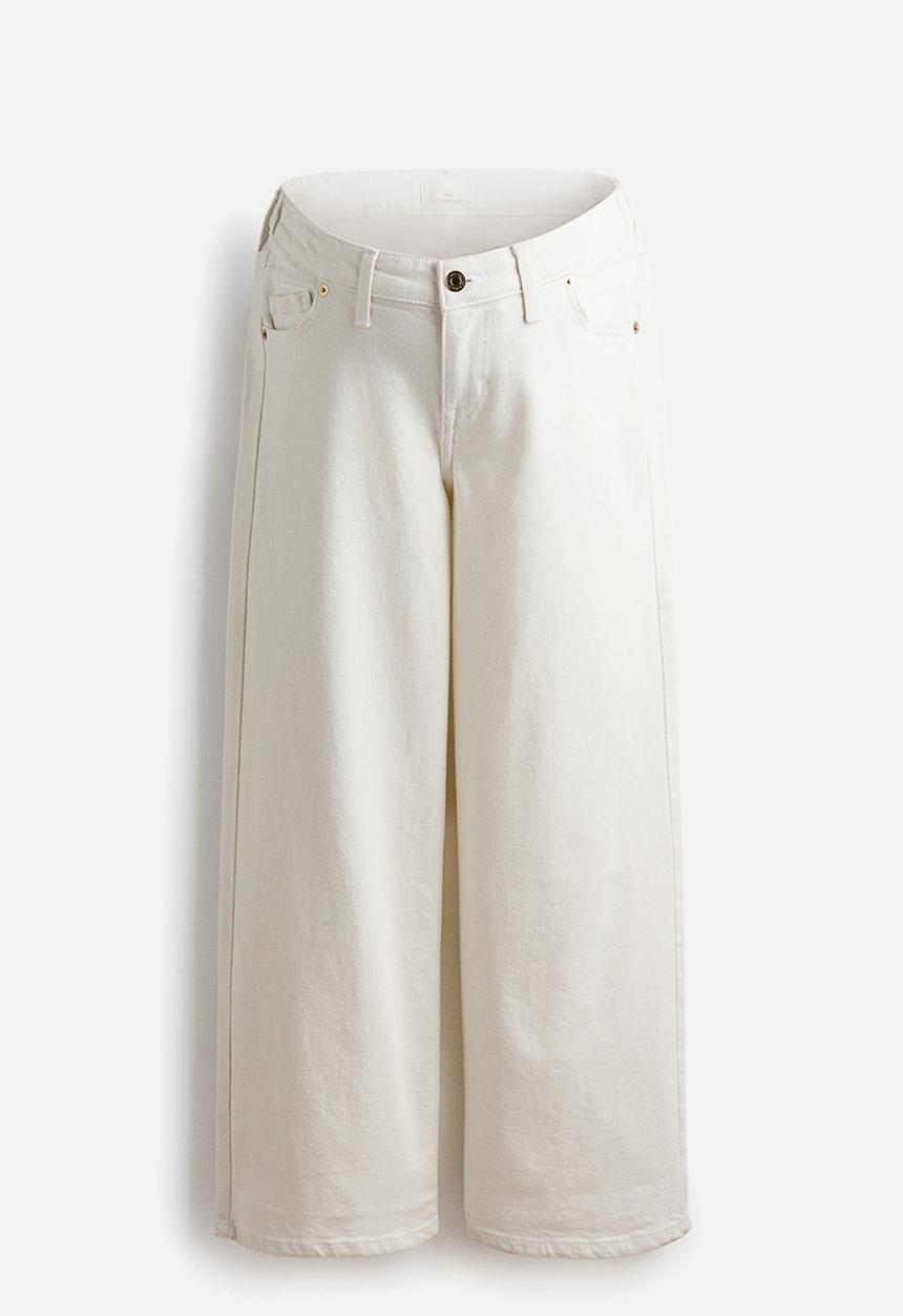 H&M - Mama wide low waist ankle jeans - white