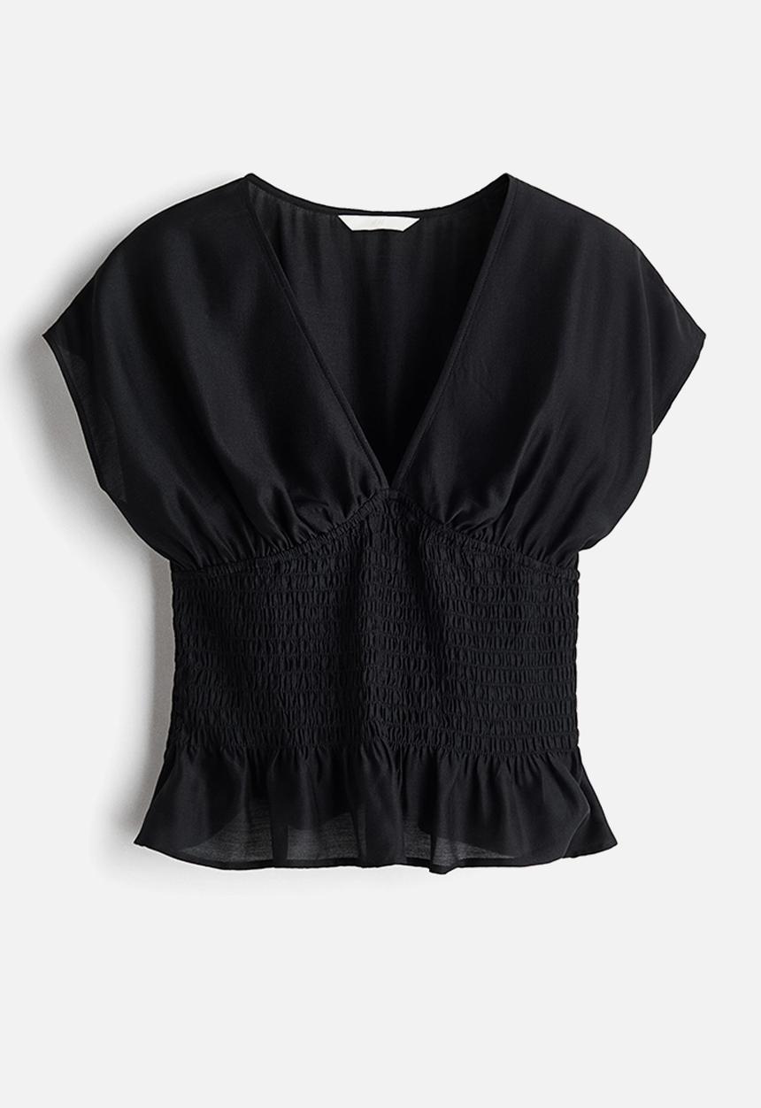 H&M - Smocked top - black
