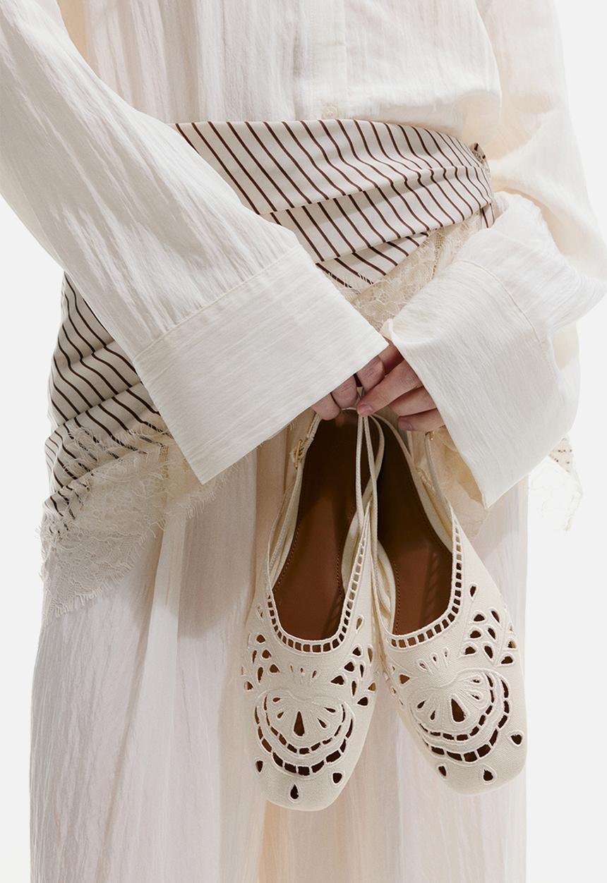 H&M - Broderie anglaise slingbacks - cream