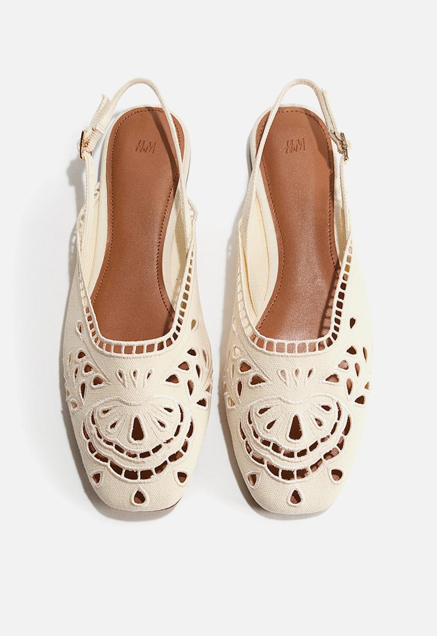 H&M - Broderie anglaise slingbacks - cream