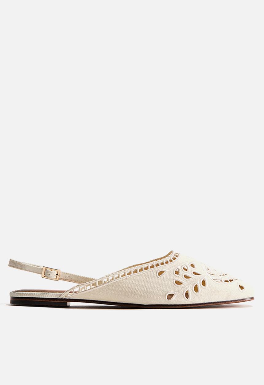 H&M - Broderie anglaise slingbacks - cream