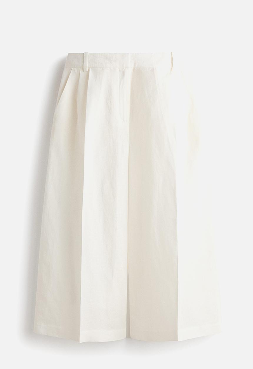 H&M - Wide linen-blend culottes - ivory