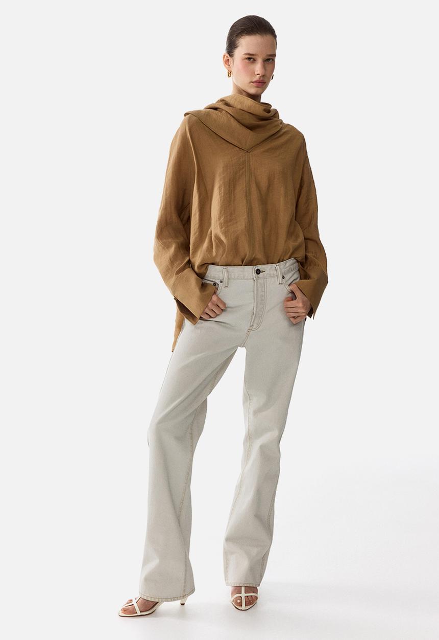 H&M - Scarf-collar blouse - dark beige