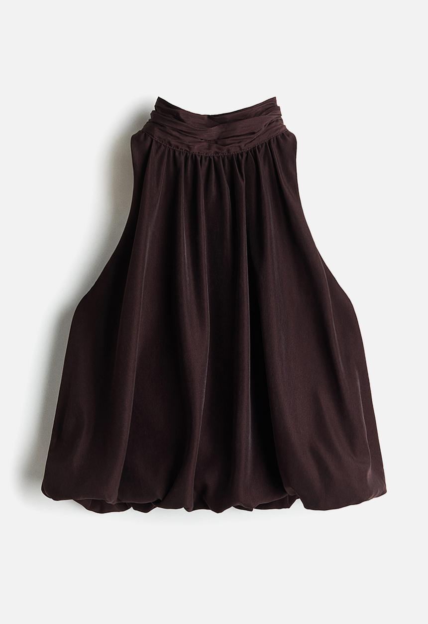 H&M - Bubble-hem halterneck top - dark brown