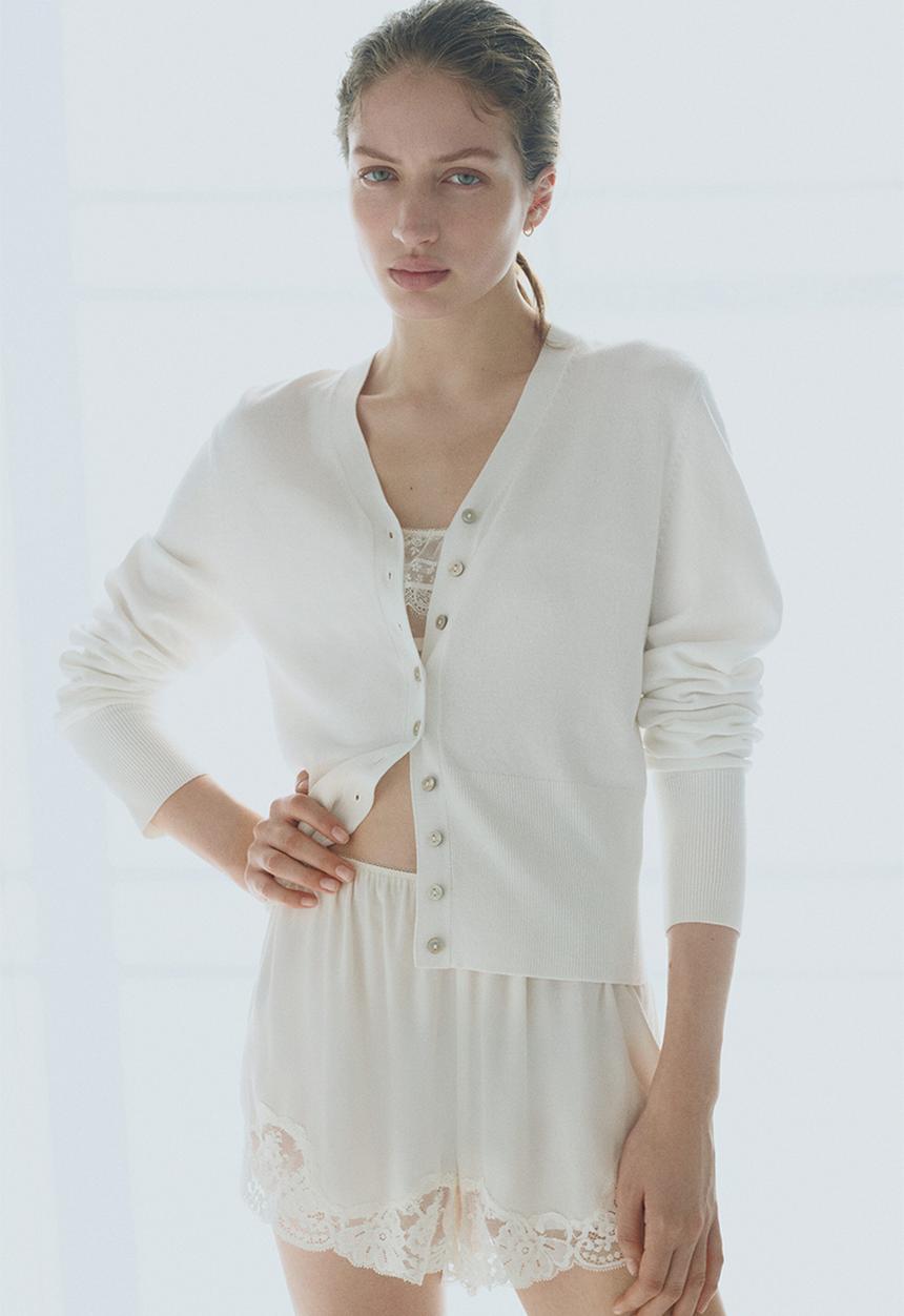 H&M - Fine-knit cardigan - white