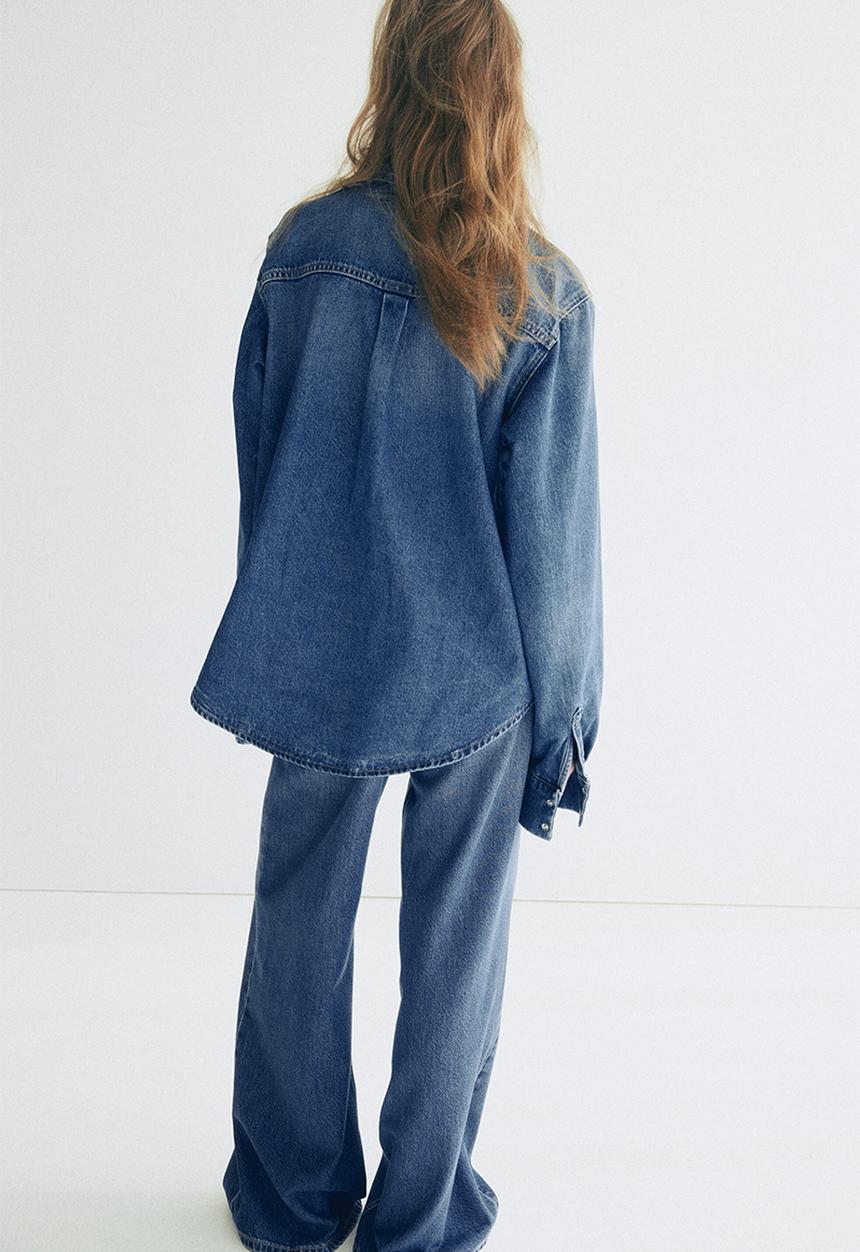 H&M - Bow-collar denim shirt - denim blue