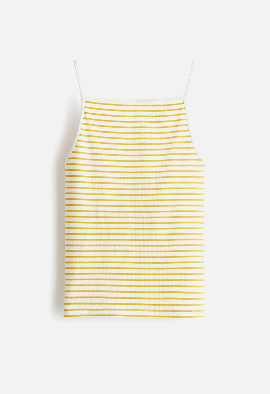 H&M - Ribbed strappy top - light yellow