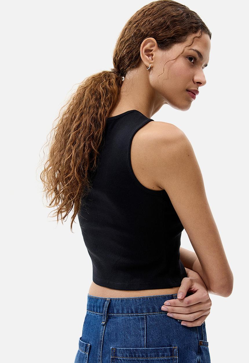 H&M - Link-detail cotton top - black