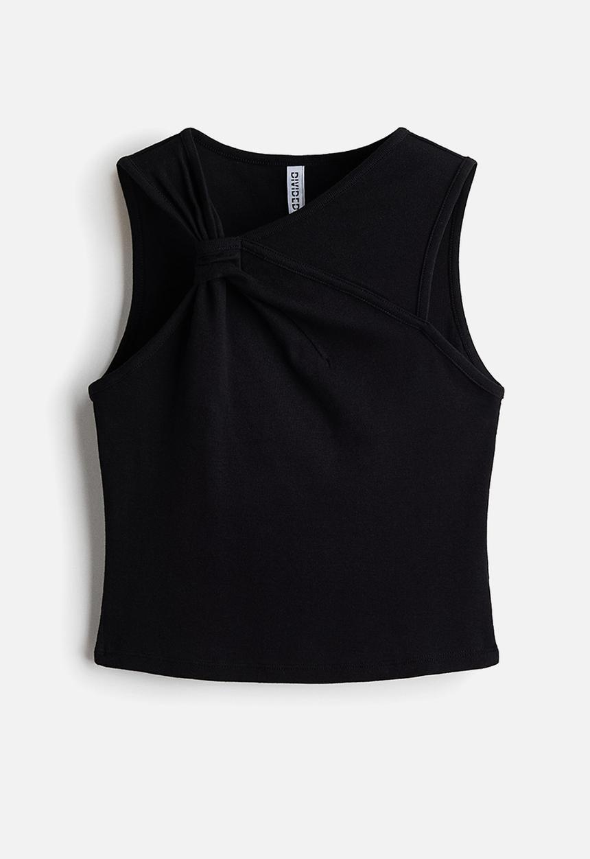 H&M - Link-detail cotton top - black