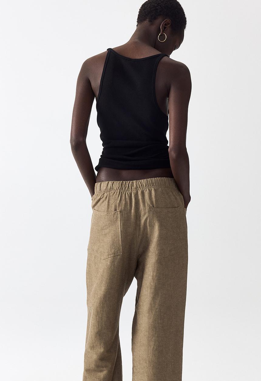 H&M - Straight drawstring trousers - dark beige
